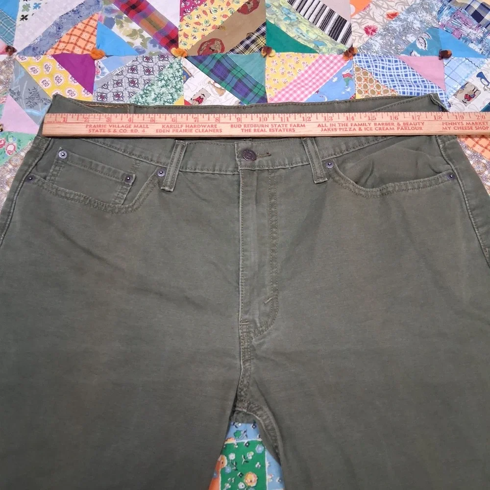 Levi's 514 Straight Fit Pants Mens 38x32 Olive Green Cotton Canvas Workwear